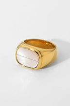 Fashionable Inlaid Zircon Stainless Steel Gold-plated Ring