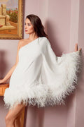One-Shoulder Cape Mini Party Dress