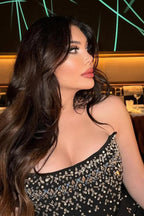 Rhinestone Strapless Bandage Ruched Party Dress