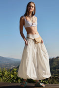 Pocketed Ruched Elastic Waist Balloon Skirt