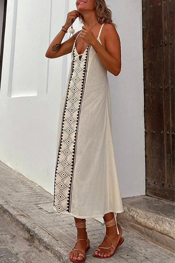 Iris Exclusive Print Frenulum Backless V Neck Dresses Everyday Luxe Edit