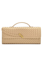 Woven Soft Leather Horizontal Square Accordion Bag