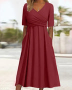 Hannah Effortless Women's Short Sleeved Wrap Dress, Elevated Occasion Wear