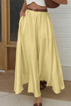 Draped Satin ALine Maxi Skirt