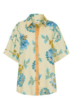 Giselle Linen Blend Floral Print Short Sleeve Shirt and Zipper Mini Skirt Set