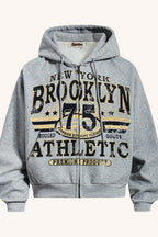 Vintage Graffiti Letter Print Zip Hoodie