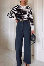 Women's High-Rise Sailor Wide Leg Ankle Jeans