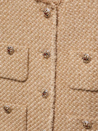 Round Neck Single-breasted Tweed Cardigan