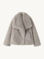Asuna Faux Fur Jacket in Light Grey