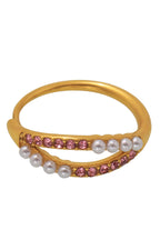 Fashionable Double-layer Inlaid Rhinestone Pearl Ring