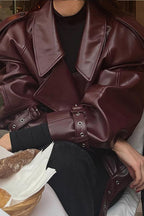 Vintage Adjustable Cuff PU Leather Jacket
