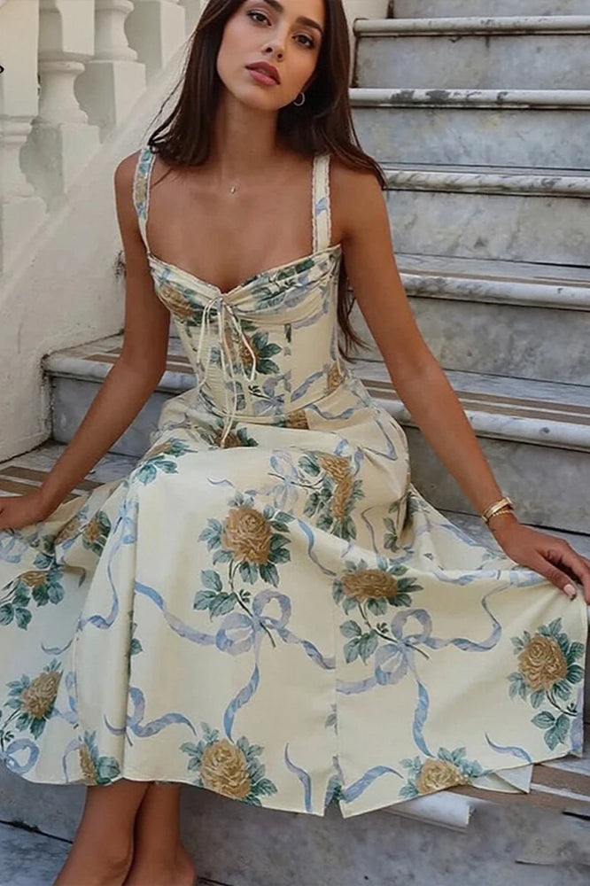Elegant Printed ALine Floral Dress