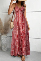 Bohemian Ethnic Print Spaghetti Strap Maxi Dress