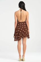Polka Dot Chiffon Halter Mini Dress