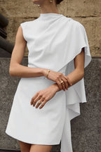 Simple Irregular Sleeveless Waist Mini Dress
