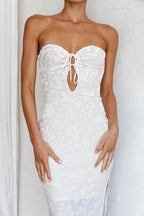 Sexy Lace Backless Strapless Midi Dress