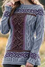 Women's Irish Celtic Knotted Contrast Jacquard Sweater