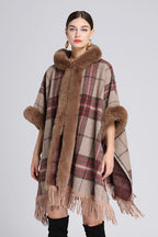 Plus Size Hooded Wool Cape Coat