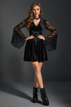 Velvet Lace-Up Gothic Dress