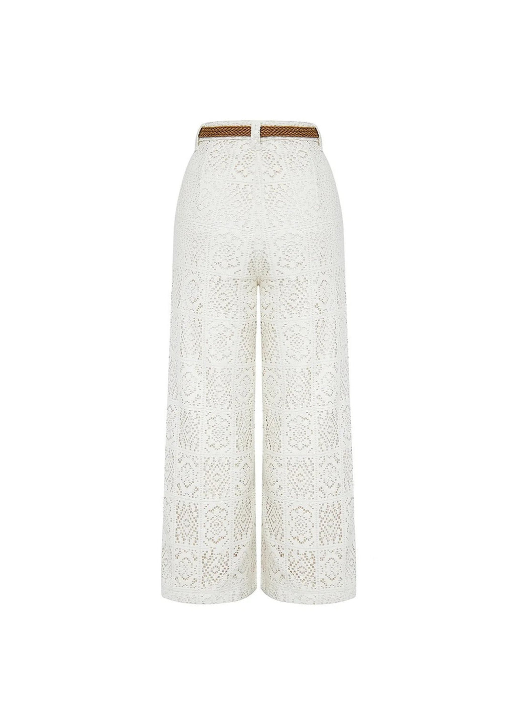 Joyful Bond Crochet Lace Mid Rise Pocketed Wide-leg Pants