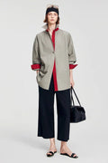 Plaid Cotton Collared Long Sleeve Top