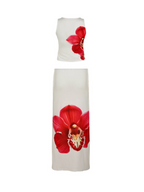 Carmen Orchid Print Maxi Skirt Set