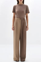 Girl Boss Avant-garde Contrast Colors Lapel Boyfriend Blazer and Pocketed Wide Leg Pants Set