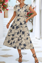 Like A Dream Ruffle Floral Midi Dress