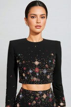 Keirt Black Rhinestone Stud Maxi Dress Set