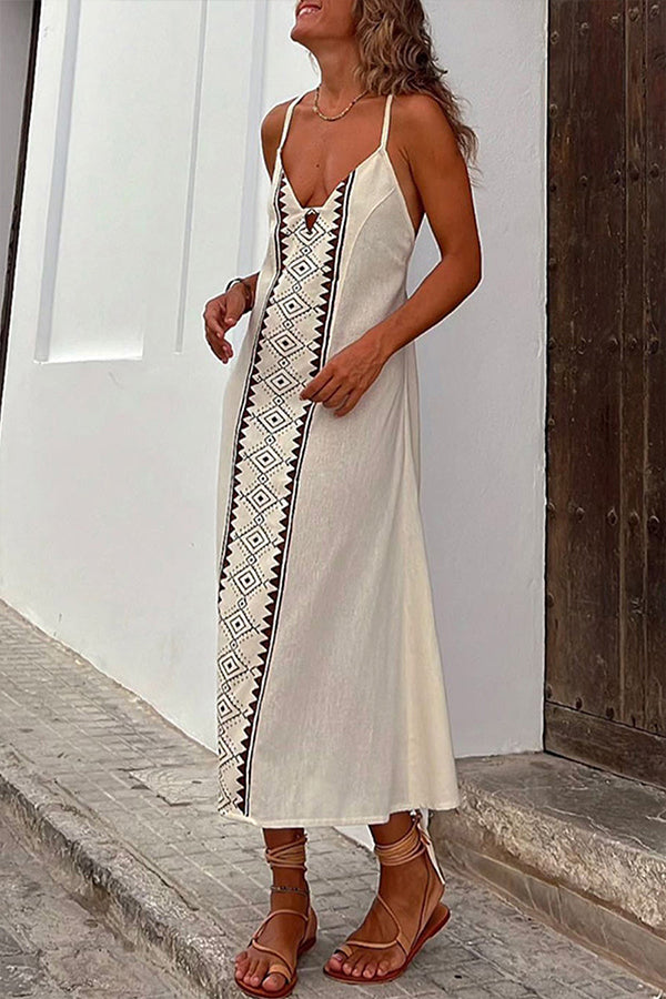 Iris Exclusive Print Frenulum Backless V Neck Dresses Everyday Luxe Edit