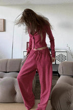 Romantic Striped Minimalist Two Piece Set
