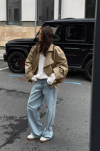 British Khaki Trench Notch Collar Coat