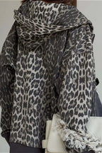 Leopard Zip-Up Loose Hoodie