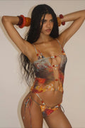 Print Bikini Set with Skirt
