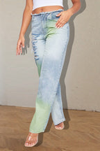 Ripped Color Block Ink Splash Distressed Jeans