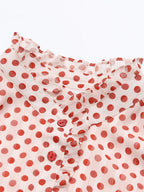 Gathered Waist Chiffon Polka Dot Midi Dress