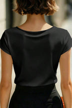 Solid Color Crossover V-neck Short-sleeved Slim-fit Casual Top