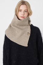 Wool Blend Solid Knitted Removable Buttoned Scarf