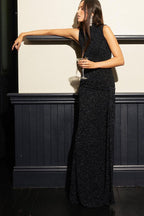 Metallic Ribbon Panel Party Dress