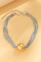 Geometric Ball Multi-layer Chain Stacked Simple Necklace