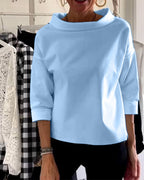 Casual Wide Lapel Turtleneck Top