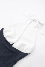 Colorblock Halter Tie Mini Dress