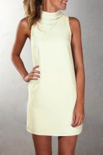 Danna Minimalist Fashionable Casual High Neck Sleeveless Solid Color Dress Designer Edit