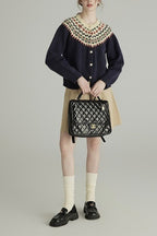 Wool Crew Neck Long Sleeve Single Breasted Cardigan