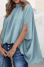 Dolman Sleeve Stand Collar Loose Casual Shirt