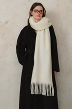 Wool Blend Fringed Scarf