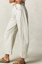 Mid Rise Washed Relaxed Wide Leg Jeans