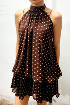 Fashionable Chiffon Halter Neck Backless Lace-up Casual Vacation Mini Dress