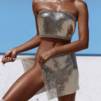 Elegance Charming Metallic Halter Top