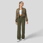 High Waisted Button Multiple Pockets Straight Leg Casual Pants